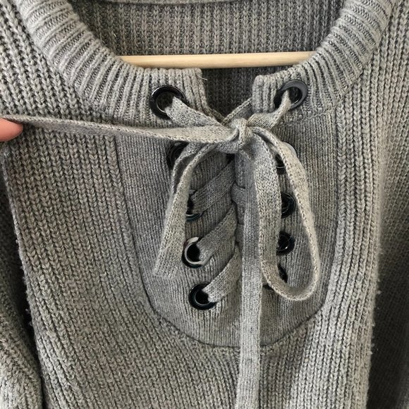 **SOLD** Isabel Marant Grey Charley Lace Up Sweater, Sz. 36 - Picture 8 of 16